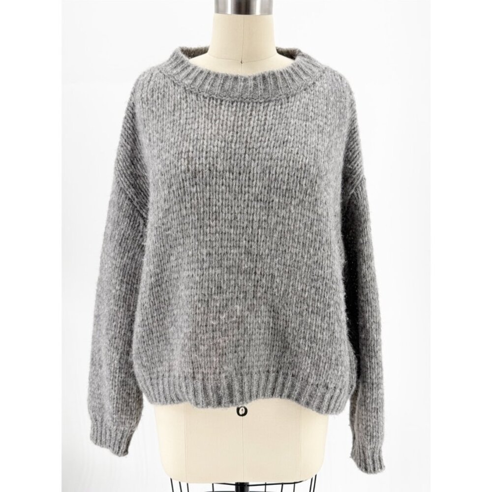 Roberto Collina Knit Sweater Gray Wool / Baby Alpaca Pullover — Size L Women